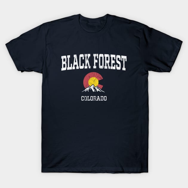 Black Forest Colorado CO Vintage Athletic Mountains T-Shirt by TGKelly